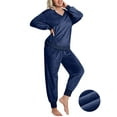 thumbnail image 1 of DAKIMOE Womens Pajamas Sets Velvet Long Sleeve Pjs Soft Lounge Set 2 Piece Velour Loungewear with Pockets Nightwear Sleepwear for Women S-XXL, 1 of 9
