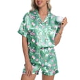 thumbnail image 1 of DAKIMOE Womens Silk Satin Pajama Set Valentines Pajamas Short Sleeve Shirt with Shorts 2 Piece Pjs Sets Soft Silky Sleepwear Nightwear Button-Down Loungewear S-XL, 1 of 7