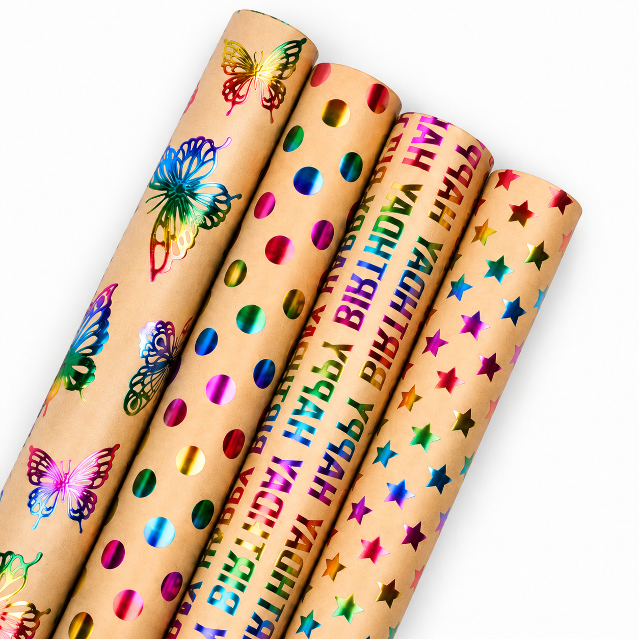 Colorful Sprinkle Paper DAKIMOE Wrapping Paper Roll - Pack of 4, 55.7 sq. ft. ttl - Kraft ...