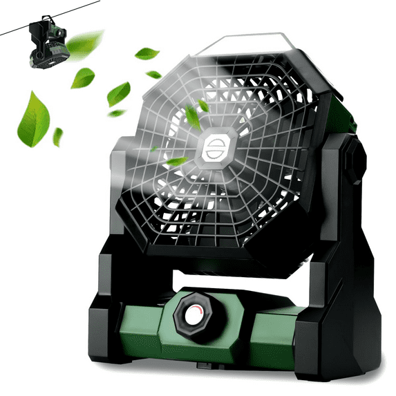 DAKINGS Camping Fan with LED Lantern, 7800mAh Battery Operated Fan for Outdoor Indoor Use, Portable Fan for Travel, Rechargeable Fan with 200° Adjustable Angle, Travel Fan with Brushless Motor