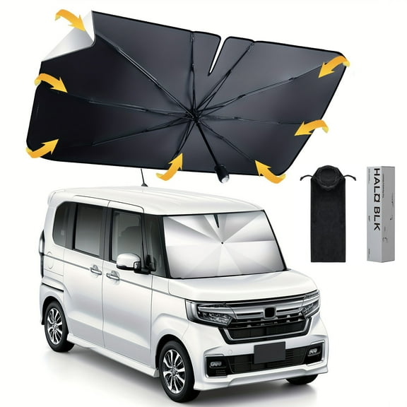 DAKINGS Windshield Sun Shade with Patented Foldable Design, Car Window Shades with UPF50+, Sun Visor for Car Windshield, Car Shades for Front Windows, Car Window Covers for Most Car, SUV, Truck, Van