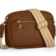 thumbnail image 1 of DAKOMM Crossbody Bags for Women, Quilted Crossbody Bags, Vegan Leather Purses Small Shoulder Handbags with Colorful Wide Strap, Trendy Design Shoulder Purse for Travel, Brown, 1 of 7