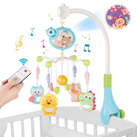 DAKOMM Musical Animal Crib Mobile with Relaxing Music, Stars Projector, Hanging Toys