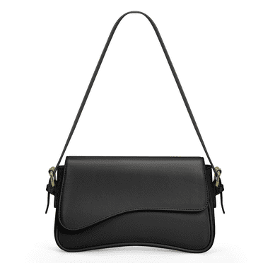 DAKOMM Shoulder Bag, Shoulder Bag for Women with 2 Removable Straps, Cute Crossbody Handbag with Zipper Closure, Retro Classic Purses, Trendy Vegan Leather Shoulder Tote HandBag, Black