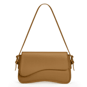 DAKOMM Shoulder Bag, Shoulder Bag for Women with 2 Removable Straps, Cute Crossbody Handbag with Zipper Closure, Retro Classic Purses, Trendy Vegan Leather Shoulder Tote HandBag, Brown