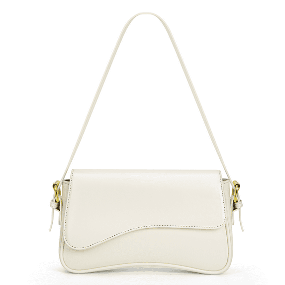 DAKOMM Shoulder Bag, Shoulder Bag for Women with 2 Removable Straps, Cute Crossbody Handbag with Zipper Closure, Retro Classic Purses, Trendy Vegan Leather Shoulder Tote HandBag, White