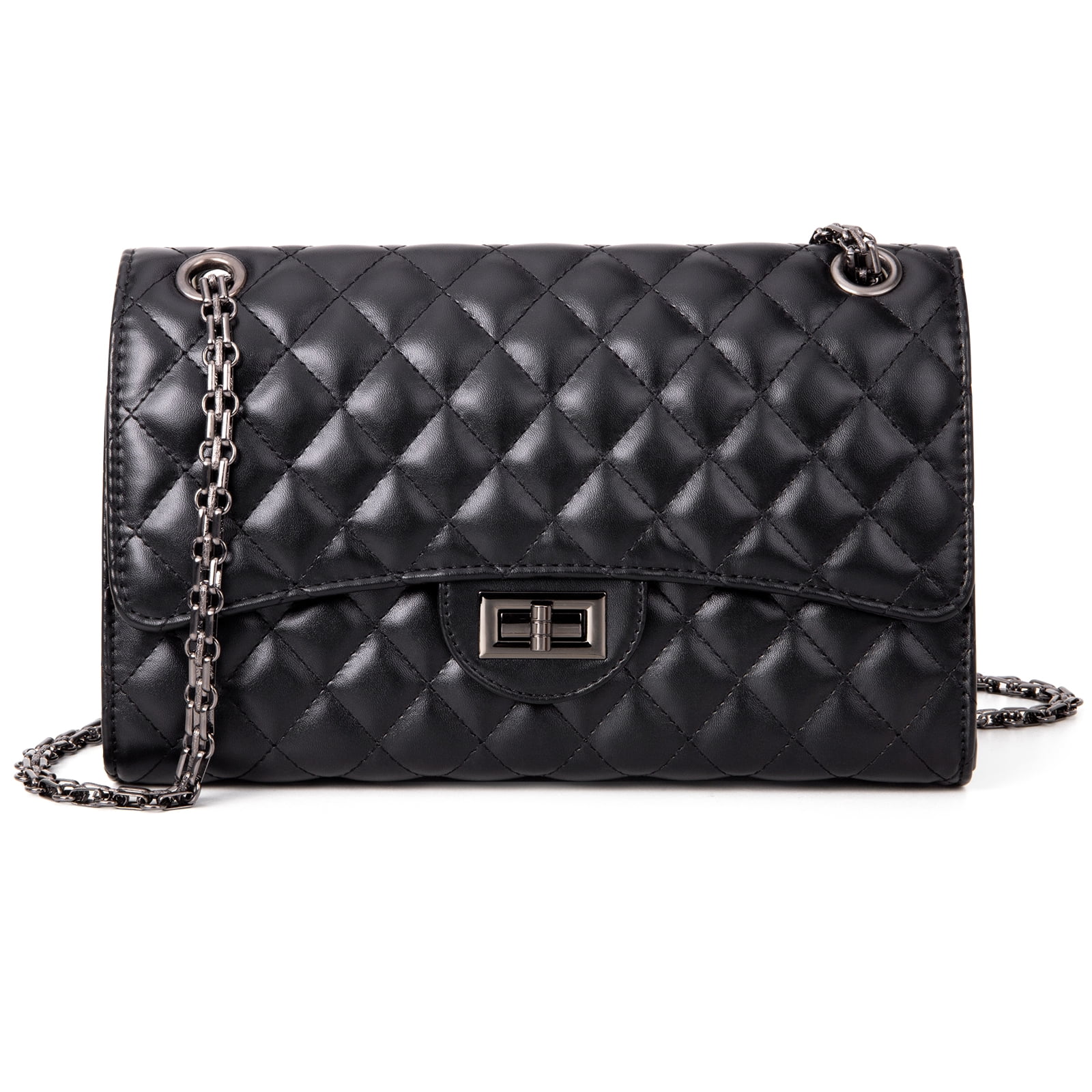Shoulder Bag for Women, Quilted Leather Crossbody Purse with Adjustable Chain Strap, Crossbody Shoulder Bag with Large Capacity, Soft PU Leather Purses and Hand