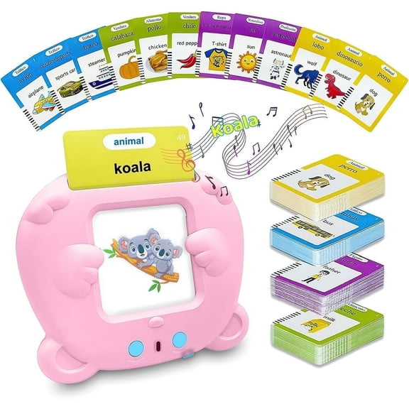 XUEYU Talking Flash Card Learning Educational Toy with 224 Words 112 Double Sided Cards, Preschool Animals & Nature Early Learning Flash Cards Kit