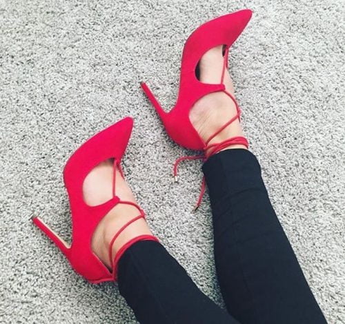 Miss Lola | Gossip Girl Red Strappy High Heels – MISS LOLA