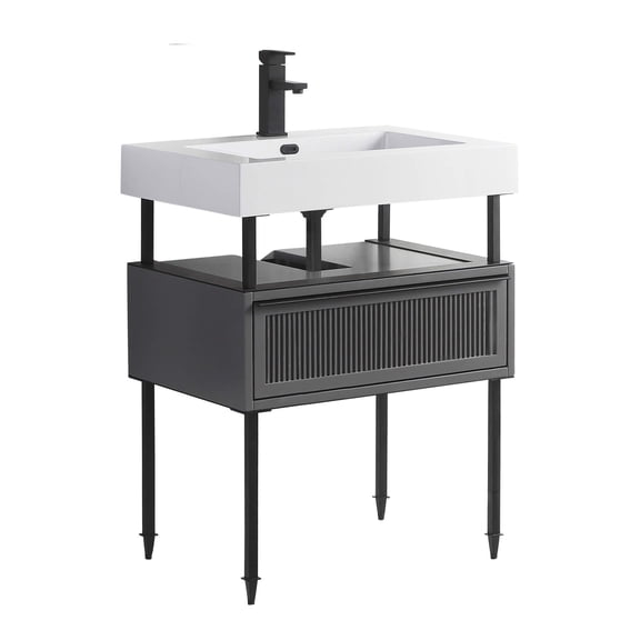 DAKOTA VANITY 30' WIDE - ROCK GREY WITH BLACK HARDWEAR