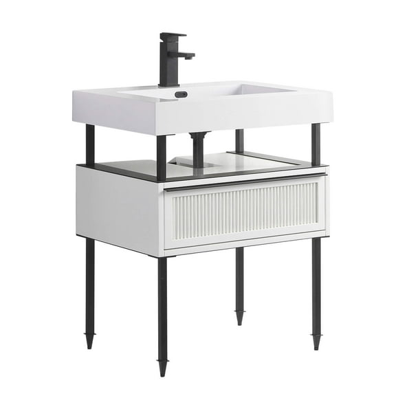 DAKOTA VANITY 30' WIDE - WHITE WITH BLACK HARDWEAR