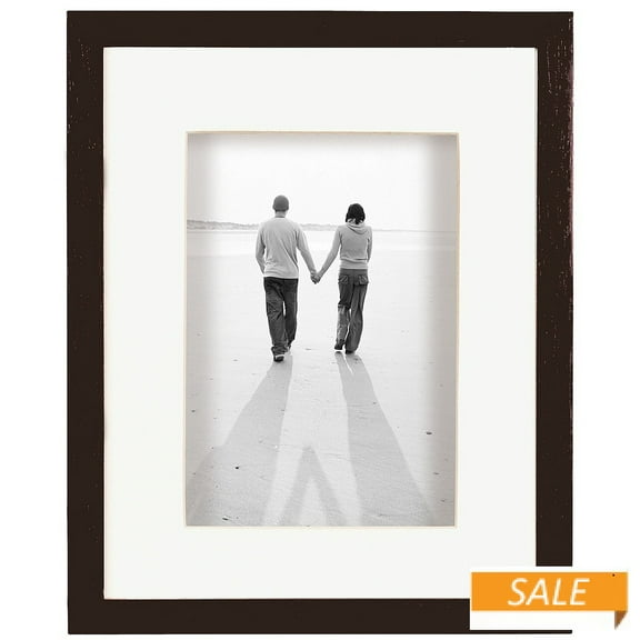 DAKOTA Walnut-Stain Shadow 8x10 5x7 frame w ivory mat by MCS - 5x7