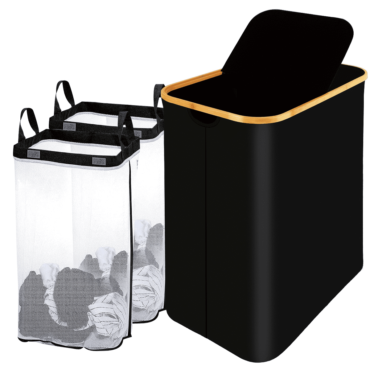 DAKOTACHIN Laundry Basket with Lid (150L), Waterproof Double Clothes
