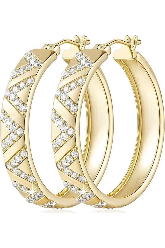 2.00 Ct Round Cut Lab Created White Diamond V-Shaped Hoop Earrings For Womens Gifts Earring 14k Yellow Gold Plated
