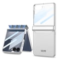 thumbnail image 1 of Case for Samsung Galaxy Z Flip 6 with Tempered Glass Front Screen Protector, Matte PC Slim Cover with Hinge Protection Anti-Scratch Drop Protection, Wireless Charging Compatible, Silver, 1 of 9
