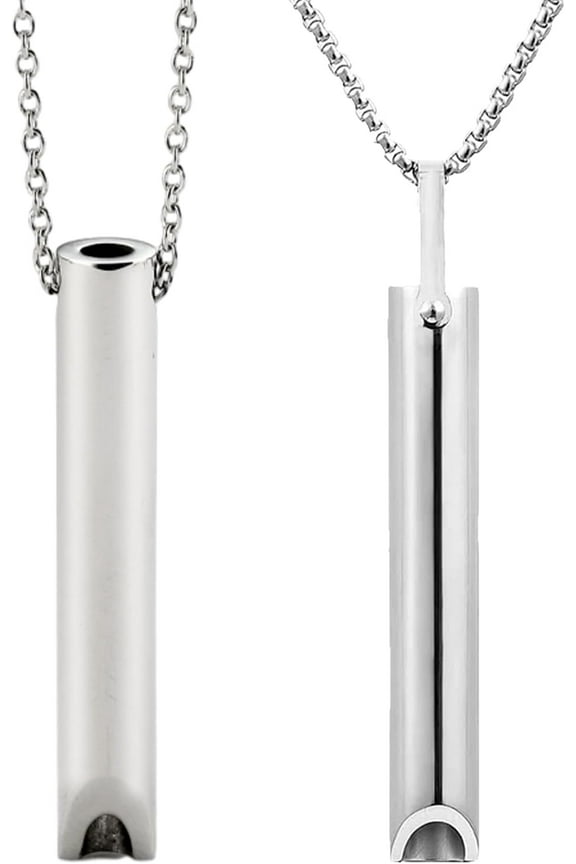 DALAETUS 2 Pcs Stress Relief Mindful Necklace Set For Valentines Day, Breathing Necklace, Anxiety Whistle Necklace For Breathing Exercises, Meditation, Gift For Lover Wife Husband