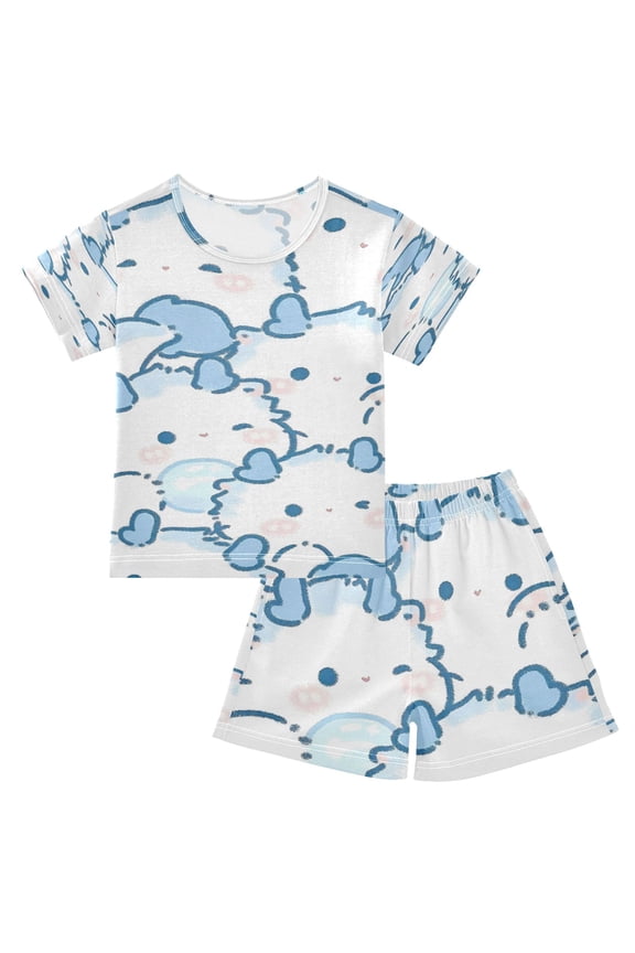 Azure Cuddle Cloud Cotton Short Sleeve Pajama Set Breathable