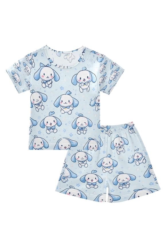 Azure Cuddle Crew Cotton Short Sleeve Pajama Set Breathable
