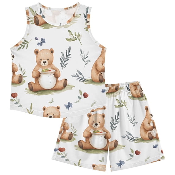 DALAWU Bear Leaf Pattern For Ultra-Soft Pajama Breathable Sleeveless ...