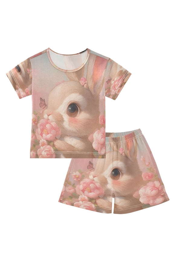 Blush Bloom Bunny Cotton Short Sleeve Pajama Set Breathable