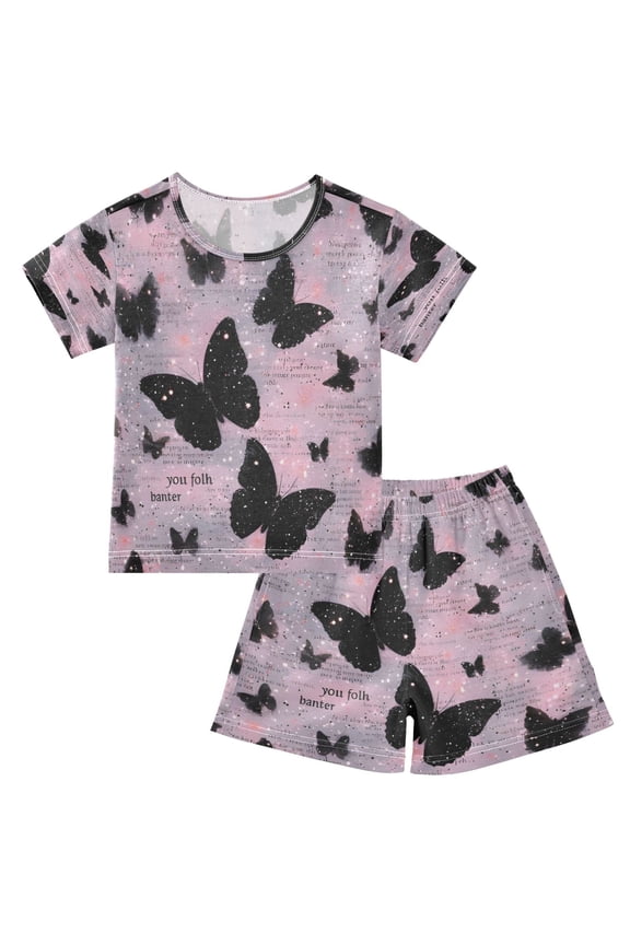 Blush Butterflies Cotton Short Sleeve Pajama Set Breathable
