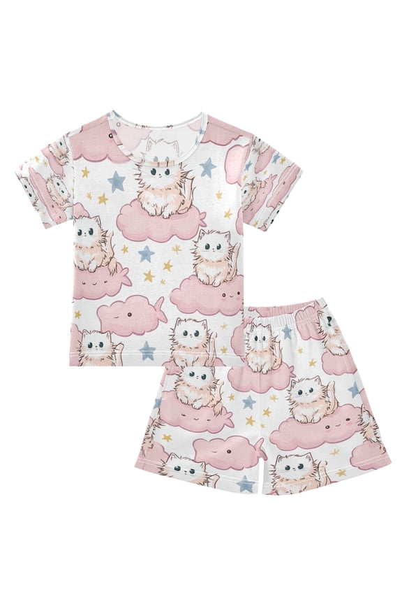 Cloudy Cuddle Crew Cotton Short Sleeve Pajama Set Breathable