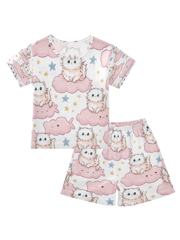 Cloudy Cuddle Crew Cotton Short Sleeve Pajama Set Breathable