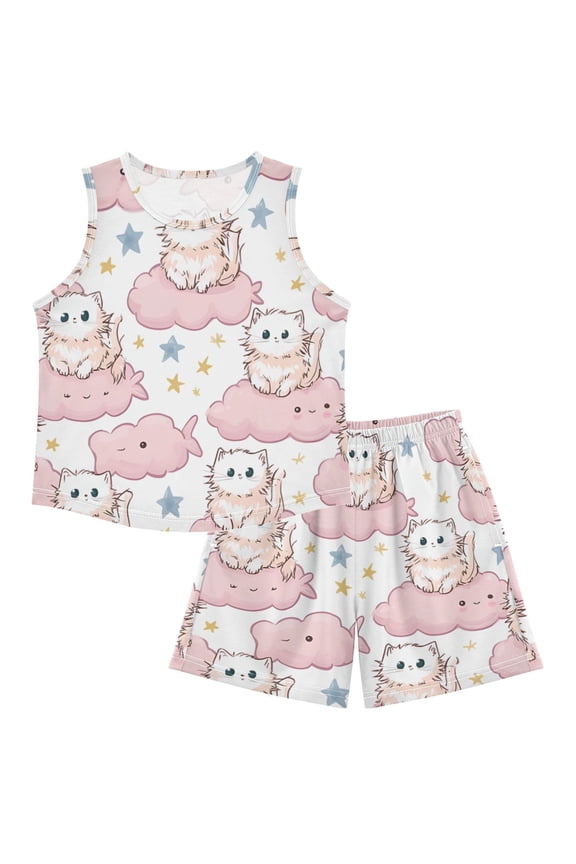 DALAWU Cloudy Cuddle Crew For Ultra-Soft Pajama Breathable Sleeveless Loungewear Set Elastic Waist for All-Day Comfort