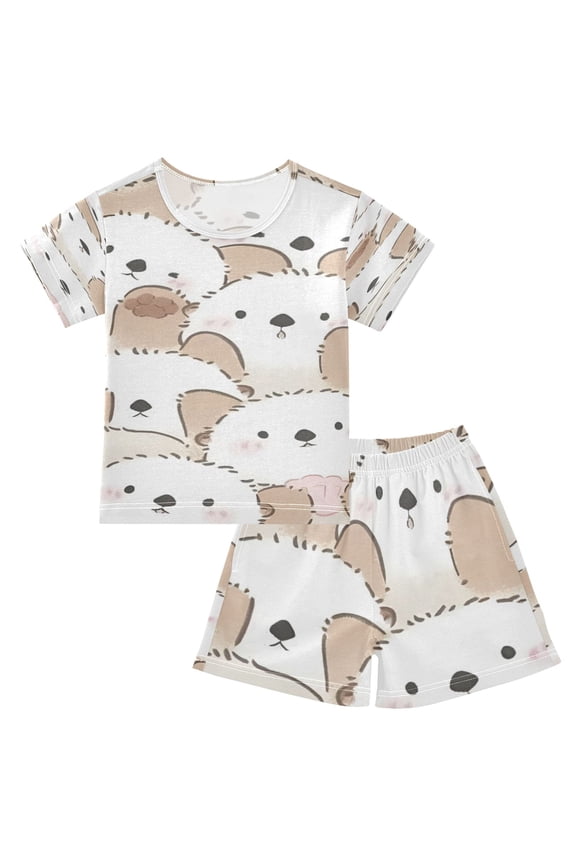 Creamy Canine Cuddle Crew Cotton Short Sleeve Pajama Set Breathable