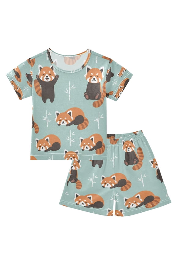 Cute Red Panda Cotton Short Sleeve Pajama Set Breathable