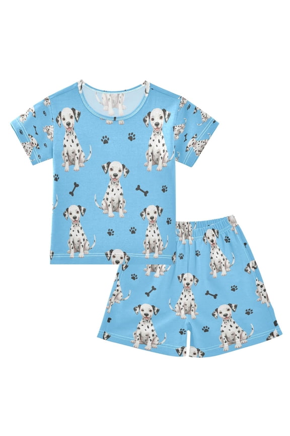 Dalmatian Dogs Cotton Short Sleeve Pajama Set Breathable