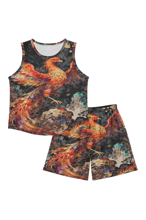 DALAWU Firebird Rise For Ultra-Soft Pajama Breathable Sleeveless Loungewear Set Elastic Waist for All-Day Comfort