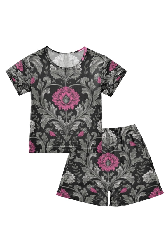 Gothic Blush Cotton Short Sleeve Pajama Set Breathable