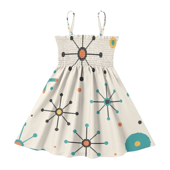 DALAWU Lightweight 207018933 Smocked Sundress Adjustable Strap Flowy A-Line Summer Dress