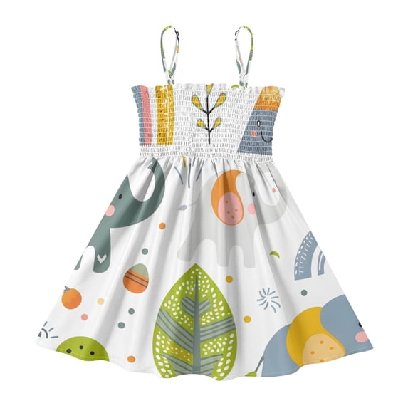 DALAWU Lightweight Cute Elephant Round Shape and Rainbow Smocked ...
