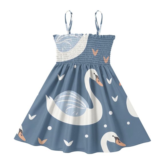 DALAWU Lightweight Duch and Love Smocked Sundress Adjustable Strap Flowy A-Line Summer Dress