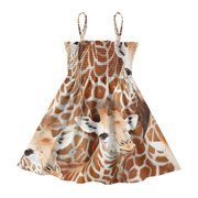mini dress bodycon Yellow Brown Giraffe Pattern Print Sleeveless Knee Length Dress – GearFrost main image 0