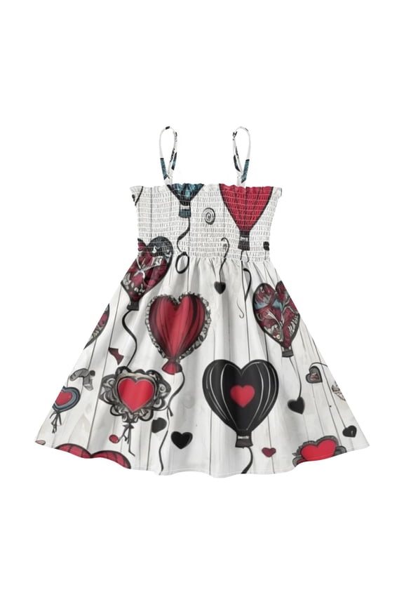 Lightweight Gothic Love Floats Smocked Sundress Adjustable Strap Flowy A-Line Summer Dress