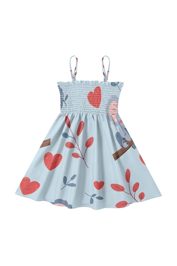 Lightweight Koala Smocked Sundress Adjustable Strap Flowy A-Line Summer Dress