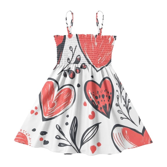 DALAWU Lightweight Love Two Smocked Sundress Adjustable Strap Flowy A-Line Summer Dress