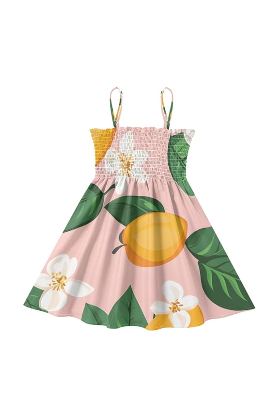 Lightweight Mango White Flower Pattern Smocked Sundress Adjustable Strap Flowy A-Line Summer Dress