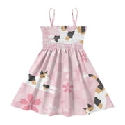 DALAWU Lightweight               Smocked Sundress Adjustable Strap Flowy A-Line Summer Dress