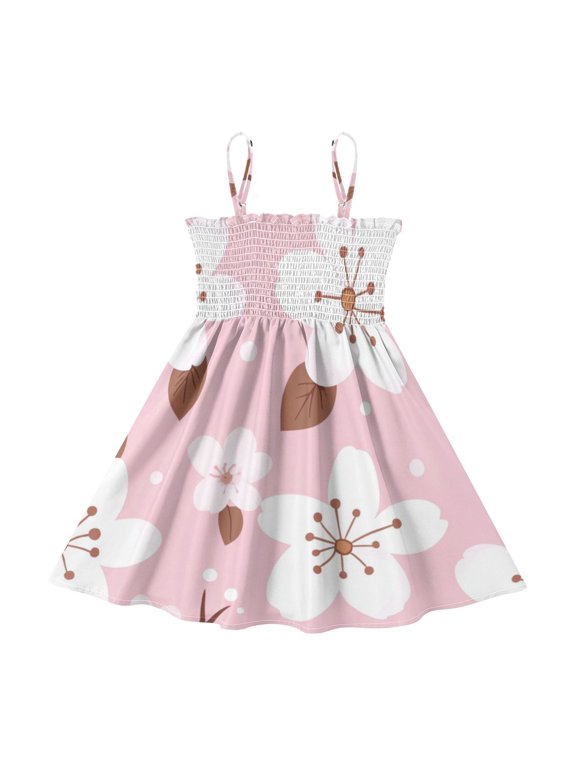 Lightweight Whimsical Floral Dance Smocked Sundress Adjustable Strap Flowy A-Line Summer Dress