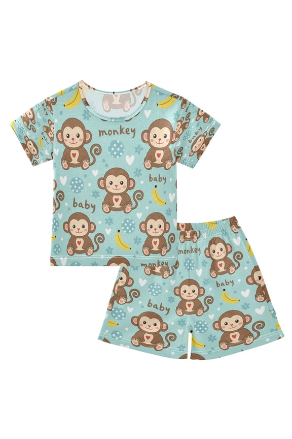 Monkey Bananas Cotton Short Sleeve Pajama Set Breathable