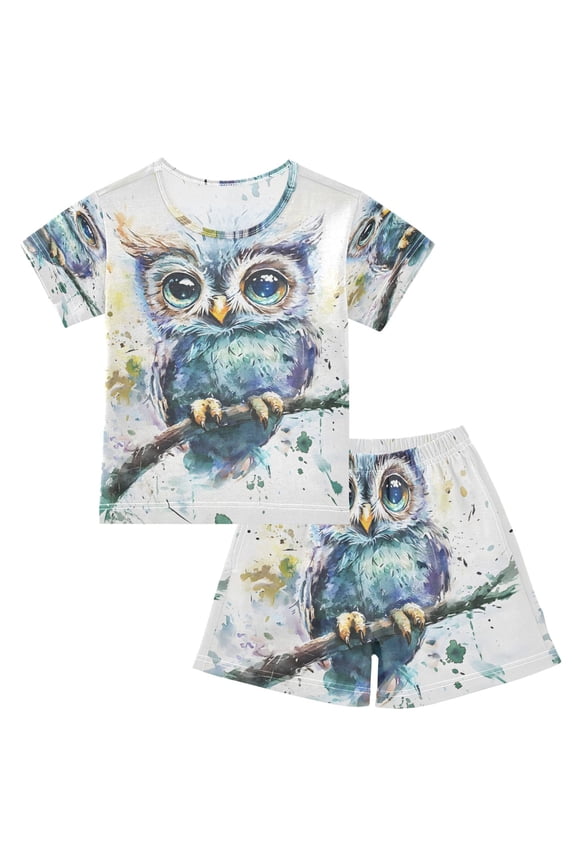 Owl Cotton Short Sleeve Pajama Set Breathable