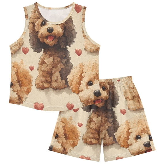 DALAWU Poodle Heart Pattern For Ultra-Soft Pajama Breathable Sleeveless ...