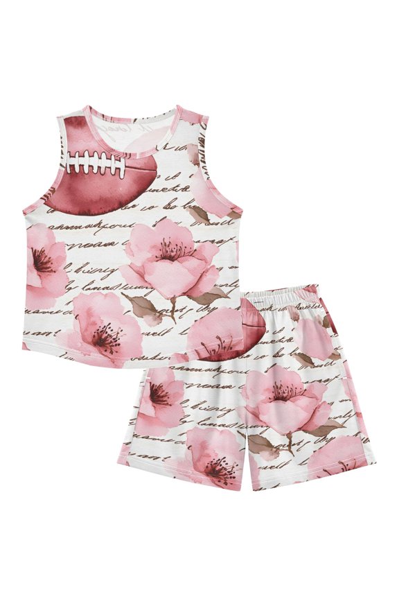 DALAWU Rugby Pattern (74) For Ultra-Soft Pajama Breathable Sleeveless Loungewear Set Elastic Waist for All-Day Comfort