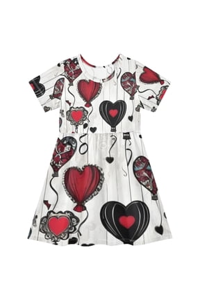 Short Sleeve Dress A-line Silhouette Gothic Love Floats Of Pattern