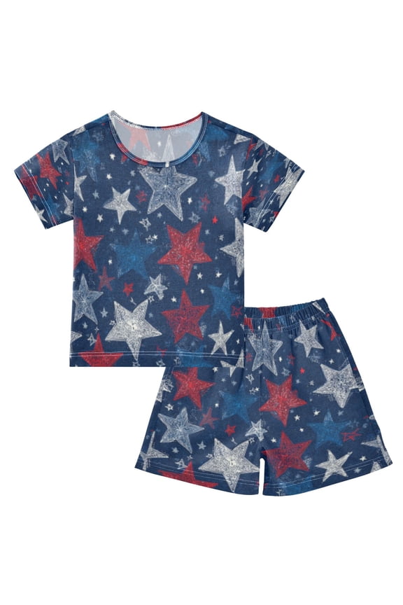 Star - Spangled Night Sky Cotton Short Sleeve Pajama Set Breathable