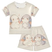 DALAWU Sweet Wrapped Whispers Cotton Short Sleeve Pajama Set Breathable
